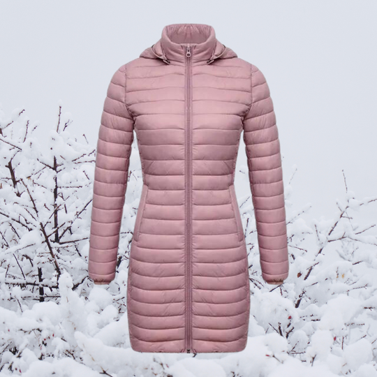 EB | Damen Lange Warme Gepolsterte Winterjacke mit Kapuze