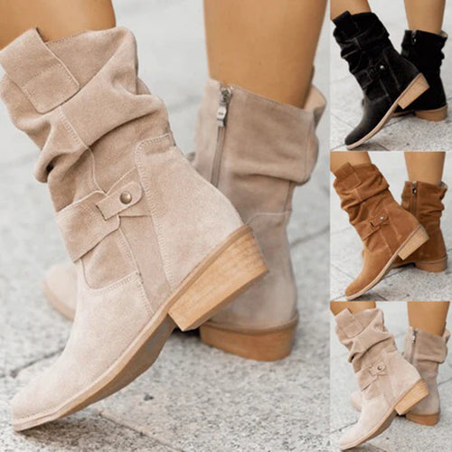 EB | Elegante Flache Stiefel mit Seitenzipper