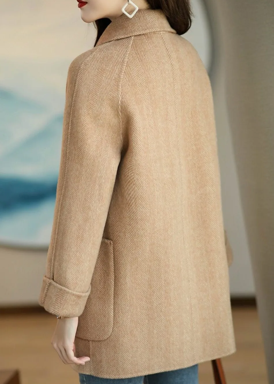 EB | Damen Wollmischung Trenchcoat mit doppelter Knopfleiste und Reverskragen
