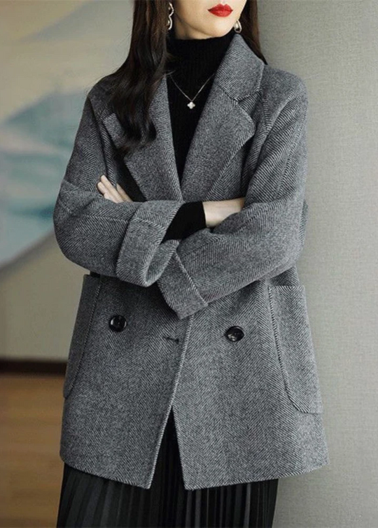 EB | Damen Wollmischung Trenchcoat mit doppelter Knopfleiste und Reverskragen
