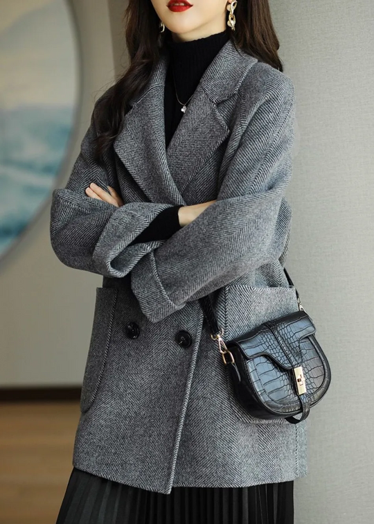 EB | Damen Wollmischung Trenchcoat mit doppelter Knopfleiste und Reverskragen