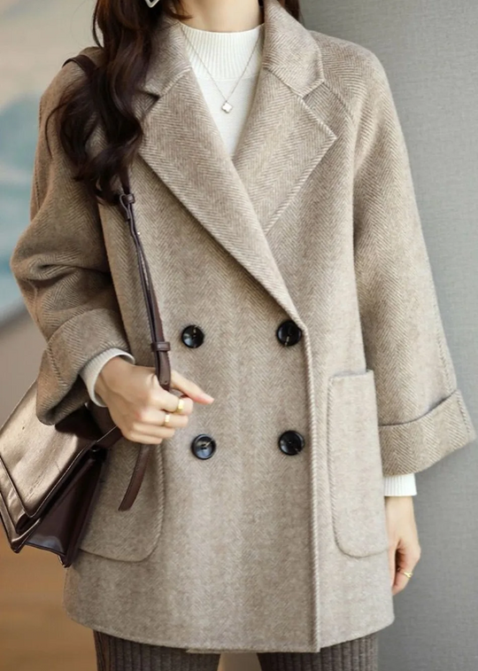 EB | Damen Wollmischung Trenchcoat mit doppelter Knopfleiste und Reverskragen