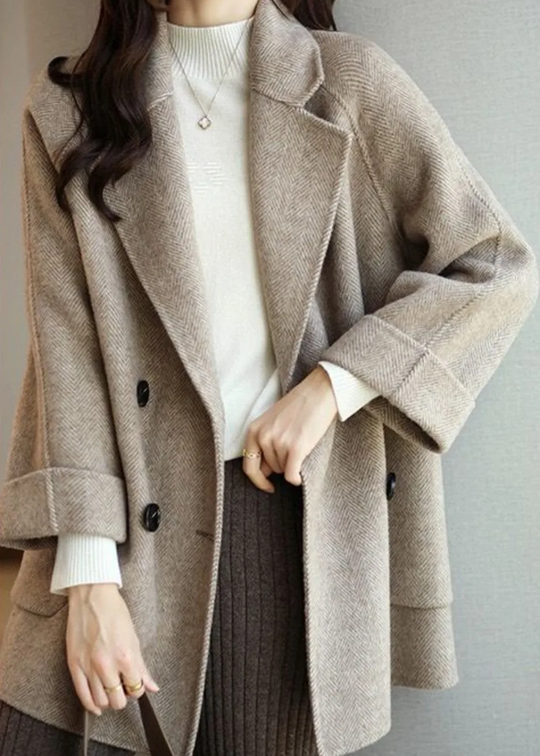 EB | Damen Wollmischung Trenchcoat mit doppelter Knopfleiste und Reverskragen