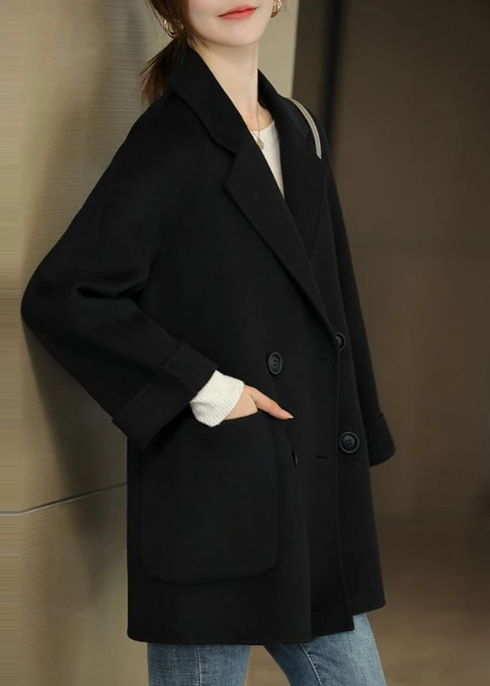 EB | Damen Wollmischung Trenchcoat mit doppelter Knopfleiste und Reverskragen