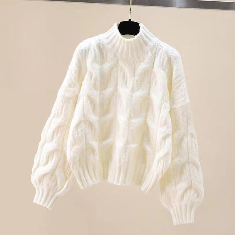 EB | Fleur Retro Glam Set - Weicher Cremefarbener Pullover & Jeans mit Perlenverzierung