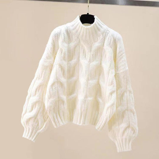 EB | Fleur Retro Glam Set - Weicher Cremefarbener Pullover & Jeans mit Perlenverzierung