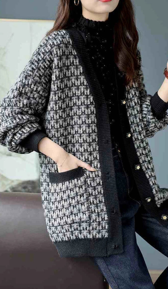 EB | Damen Cardigan mit Klassischem Strickmuster