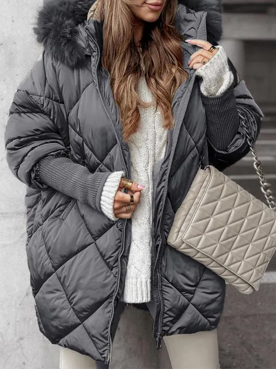 EB | Damen Winterjacke mit Langen Ärmeln und Pelzkragen