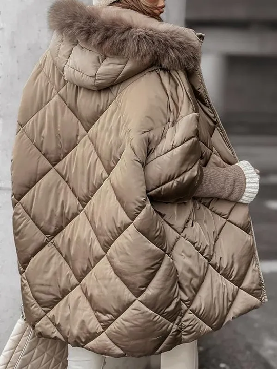 EB | Damen Winterjacke mit Langen Ärmeln und Pelzkragen