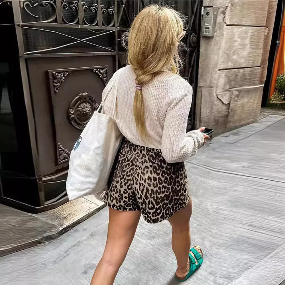 EB - Denim Leopard Shorts