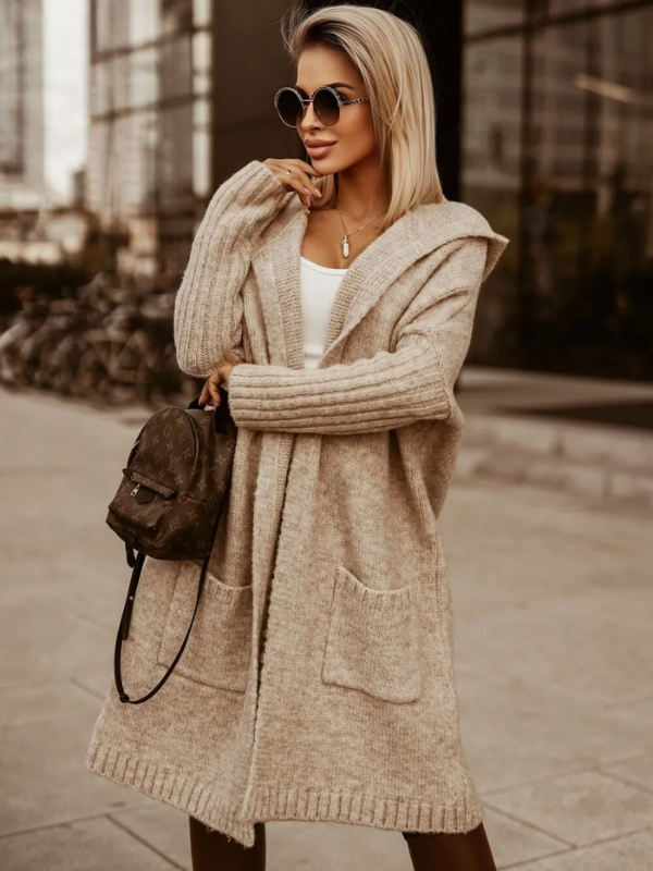 EB | langer Cardigan mit Kapuze Weich & Warm