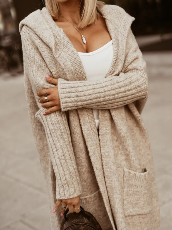EB | langer Cardigan mit Kapuze Weich & Warm
