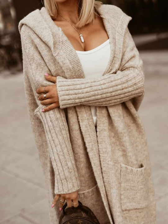 EB | langer Cardigan mit Kapuze Weich & Warm