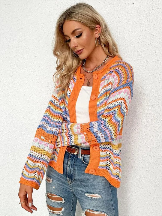 EB | Cardigan Gestrickt mit Knopfverschluss Leicht und Atmungsaktiv Lockere Passform