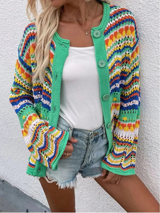 EB | Cardigan Gestrickt mit Knopfverschluss Leicht und Atmungsaktiv Lockere Passform