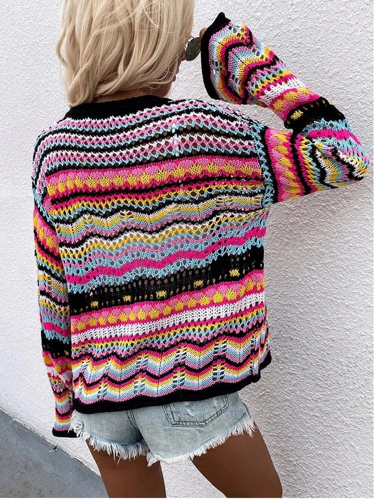 EB | Cardigan Gestrickt mit Knopfverschluss Leicht und Atmungsaktiv Lockere Passform