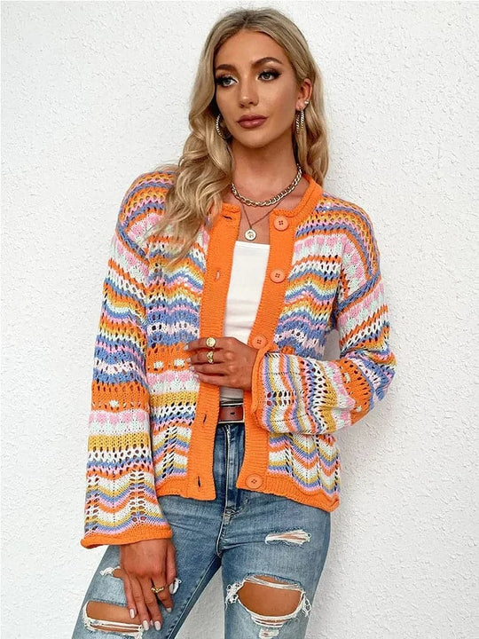 EB | Cardigan Gestrickt mit Knopfverschluss Leicht und Atmungsaktiv Lockere Passform