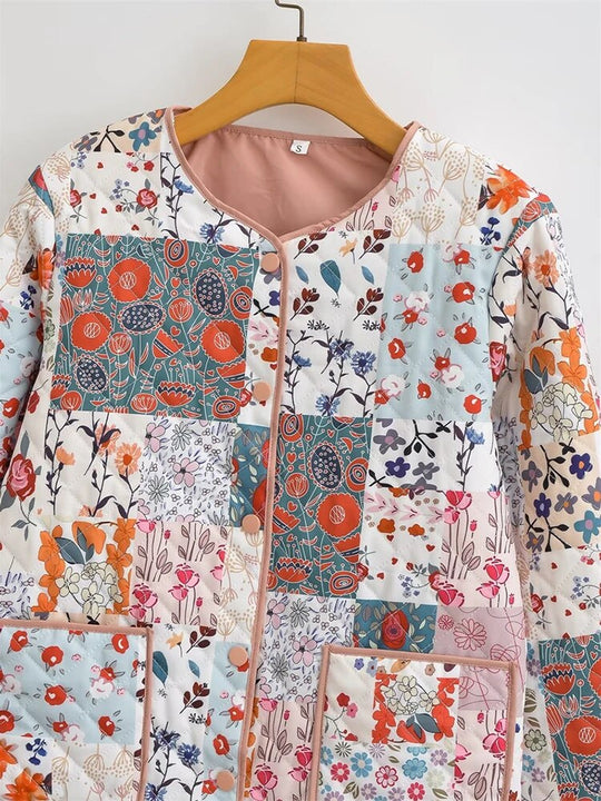 EB | Blumen Patchwork Jacke Polyester Bunt, Gemütlich