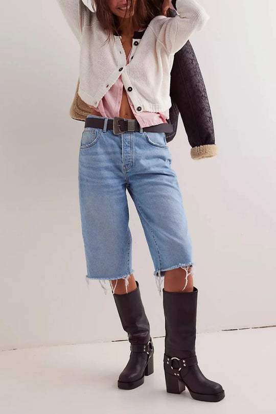 EB | Damen Cropped Cardigan mit Knöpfen und langen Ärmeln