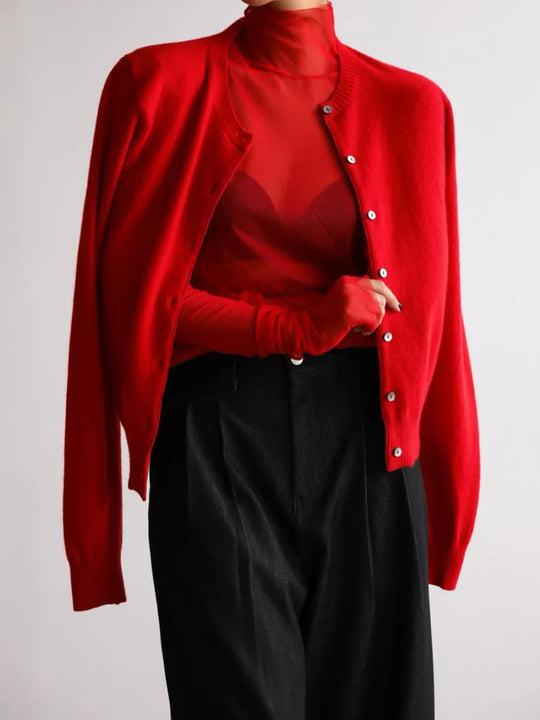EB | Damen Strick-Cardigan und Rollkragenpullover Set