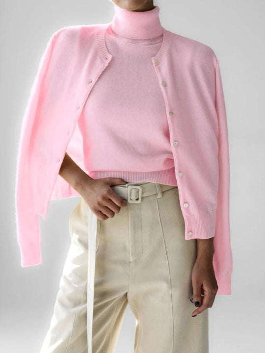 EB | Damen Strick-Cardigan und Rollkragenpullover Set