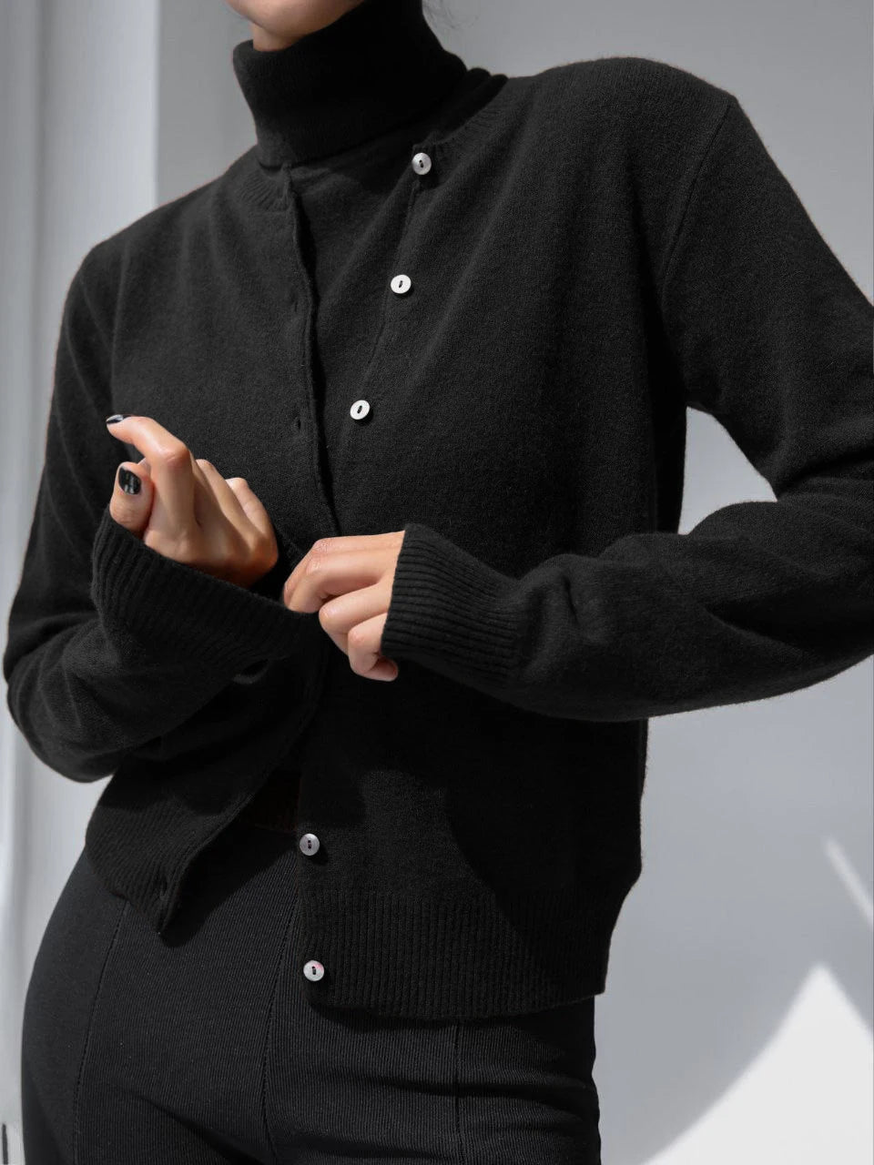 EB | Damen Strick-Cardigan und Rollkragenpullover Set
