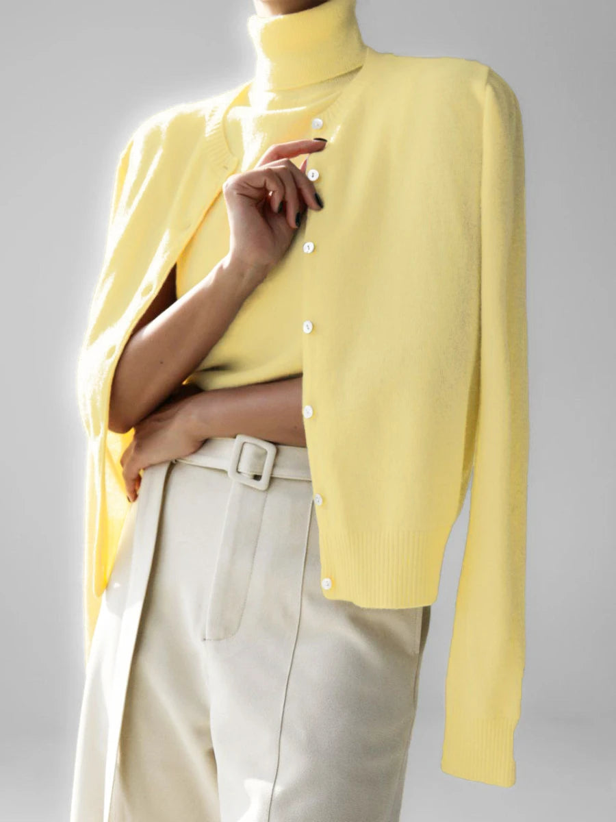 EB | Damen Strick-Cardigan und Rollkragenpullover Set