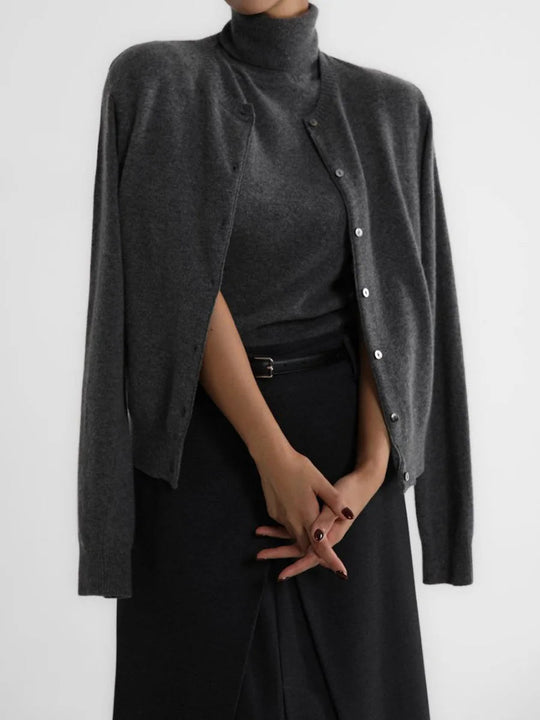 EB | Damen Strick-Cardigan und Rollkragenpullover Set