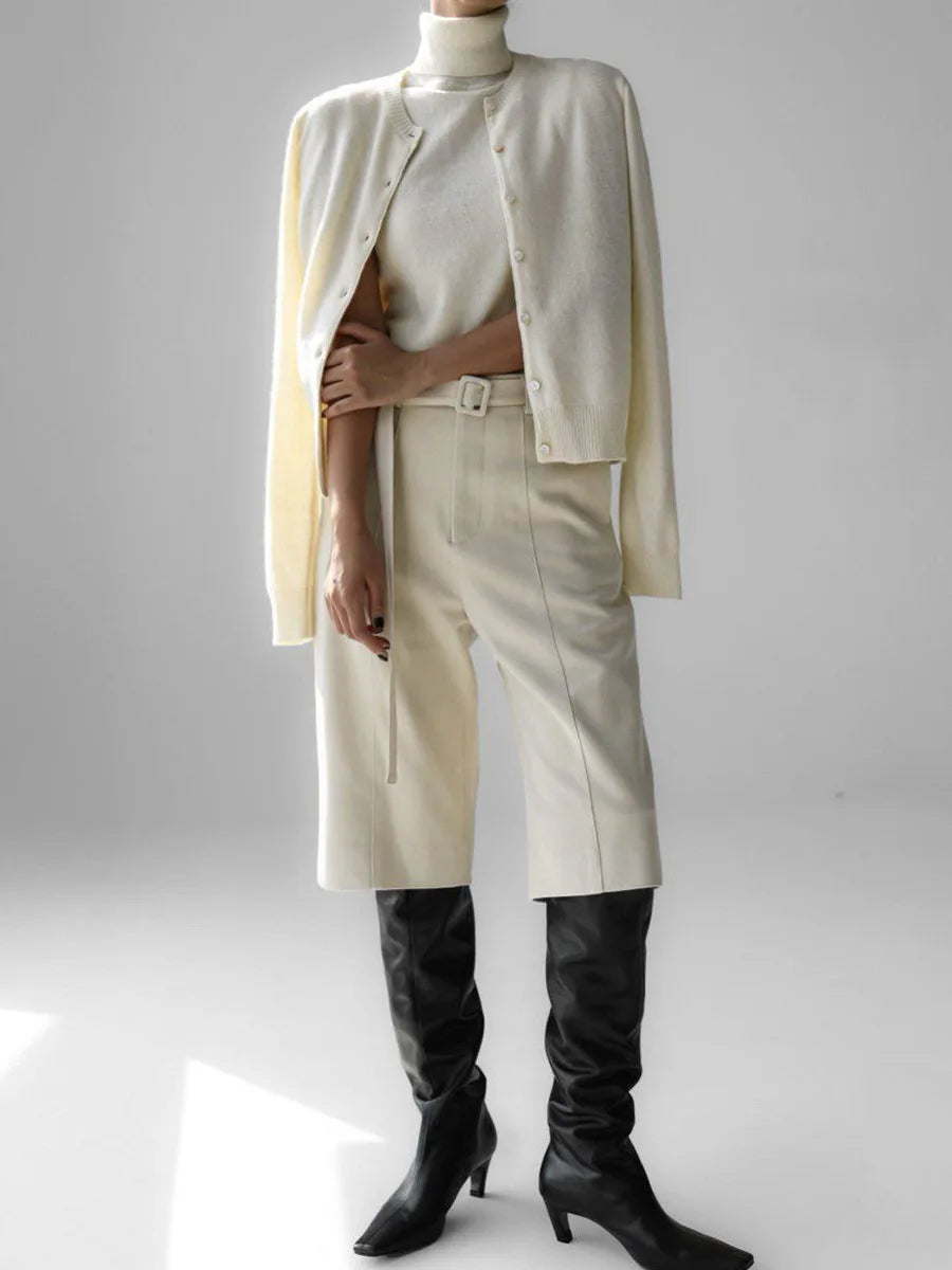 EB | Damen Strick-Cardigan und Rollkragenpullover Set