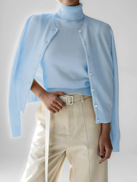 EB | Damen Strick-Cardigan und Rollkragenpullover Set