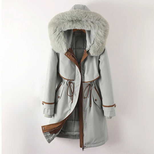 EB | Damen Warme Gesteppte Kapuzen Winterjacke