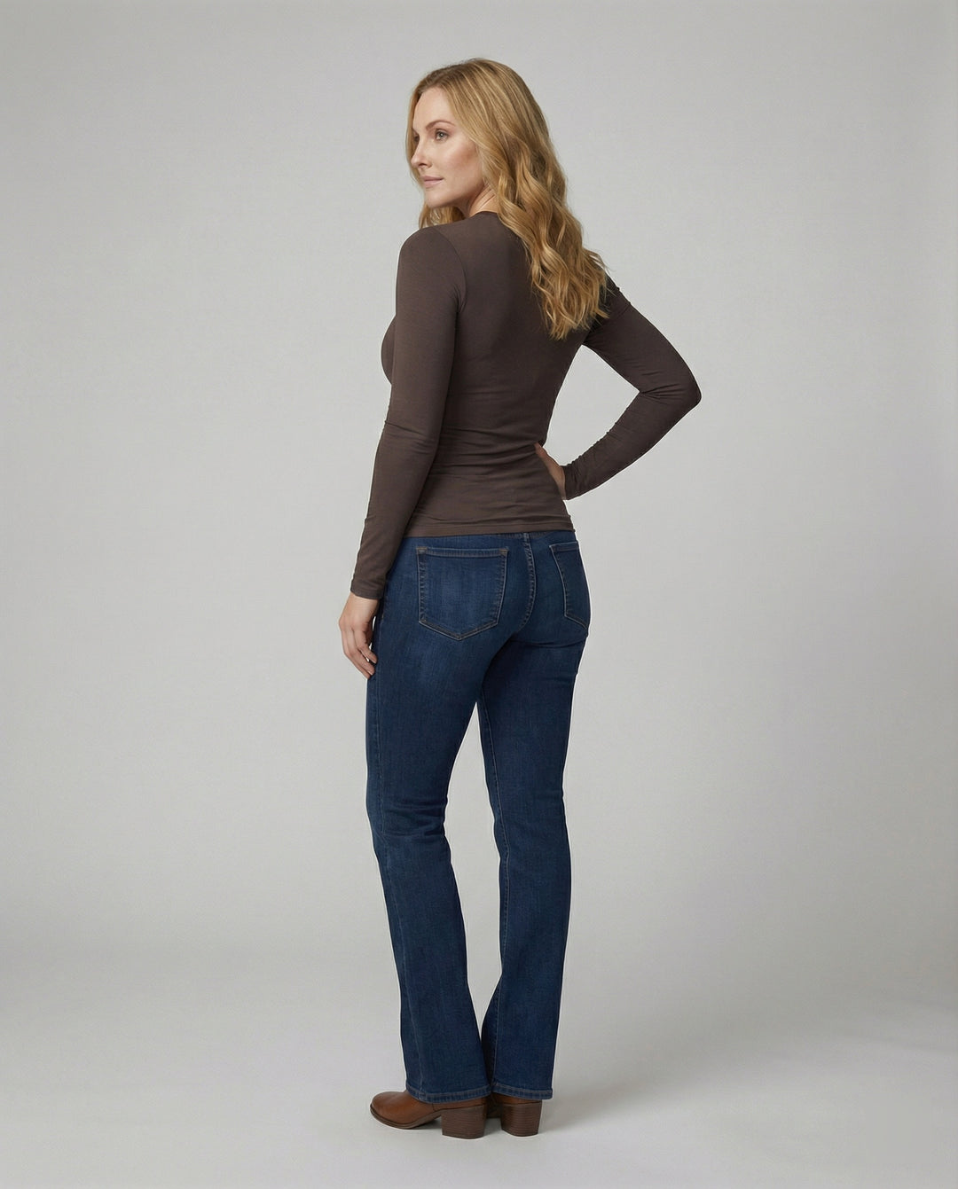 Damen Langarmshirt Slim Fit Modal Rundhals Basic Top