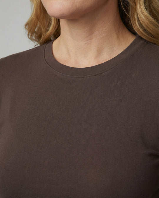 Damen Langarmshirt Slim Fit Modal Rundhals Basic Top