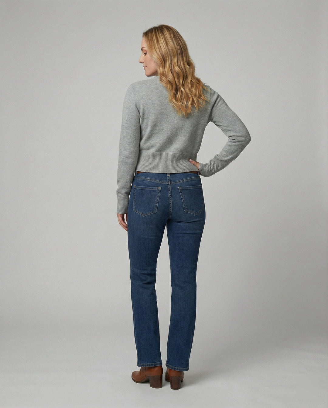 Damen Strickpullover Wolle Rundhals Slim-Fit Herbst Winter Oberteil