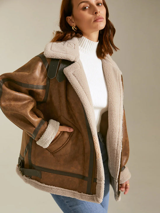 EB | Gefütterte Wildleder Shearling Flugjacke
