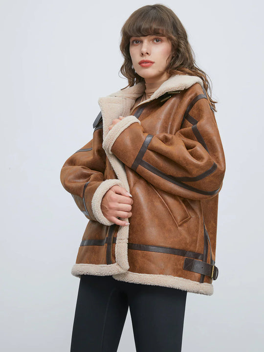 EB | Gefütterte Wildleder Shearling Flugjacke