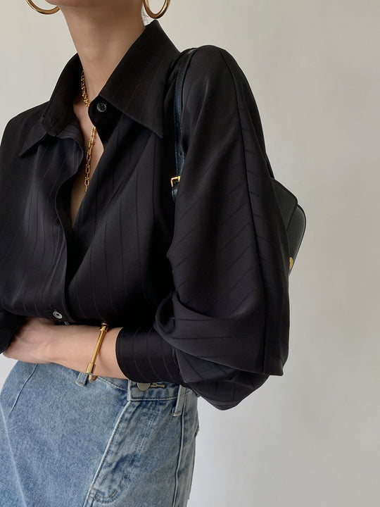 EB | Satin Hemd mit Ballonärmeln Elegant und Stilvoll Moderner Schnitt