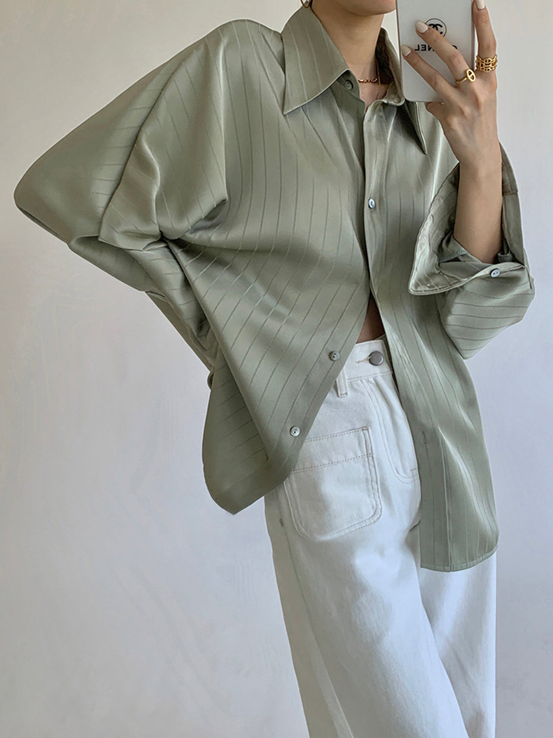 EB | Satin Hemd mit Ballonärmeln Elegant und Stilvoll Moderner Schnitt