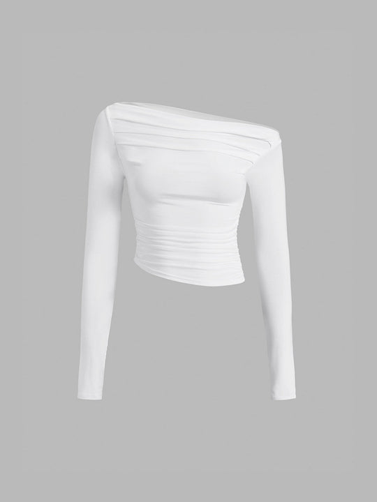 EB | Off-shoulder Top mit Drapierung Leicht und Elegant Bequeme Passform