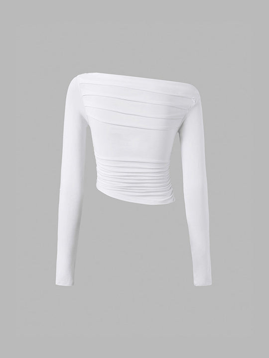 EB | Off-shoulder Top mit Drapierung Leicht und Elegant Bequeme Passform