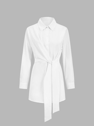 EB | Hemd mit Bindeband in Der Taille Baumwollmischung Elegant und Zeitlos