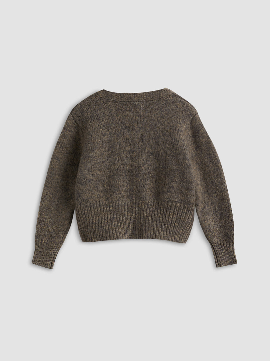 EB | Cardigan mit Seitlicher Öffnung und Tiefem V-ausschnitt Wollmischung Einfach und Warm