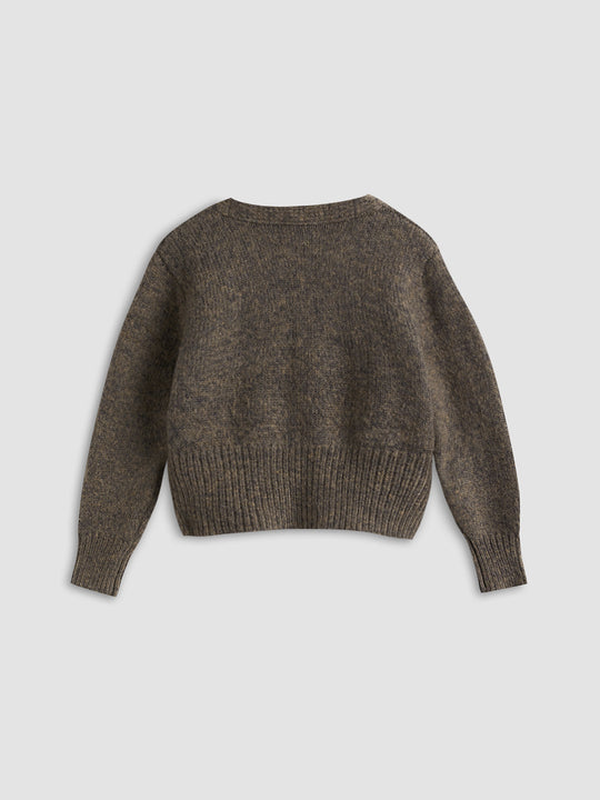 EB | Cardigan mit Seitlicher Öffnung und Tiefem V-ausschnitt Wollmischung Einfach und Warm