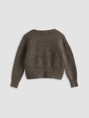 EB | Cardigan mit Seitlicher Öffnung und Tiefem V-ausschnitt Wollmischung Einfach und Warm