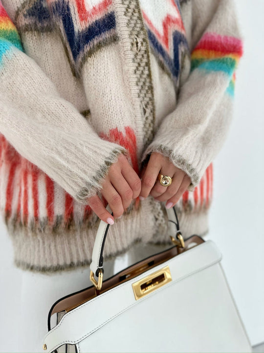 EB | Cardigan mit Grafischem Muster Mohairmischung Einzigartig und Stilvoll