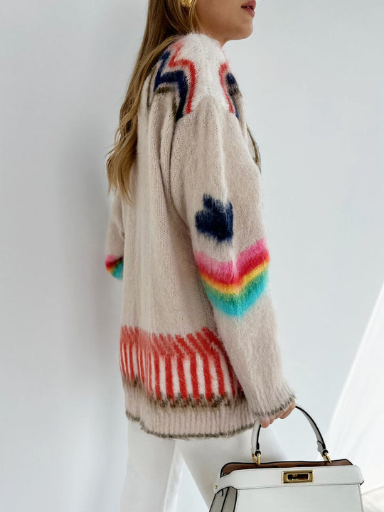 EB | Cardigan mit Grafischem Muster Mohairmischung Einzigartig und Stilvoll