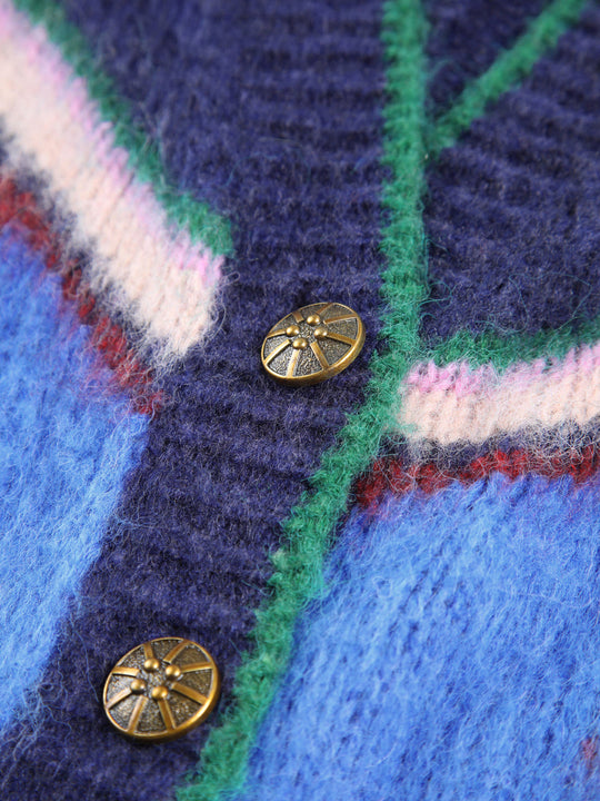 EB | Cardigan mit Grafischem Muster Mohairmischung Einzigartig und Stilvoll