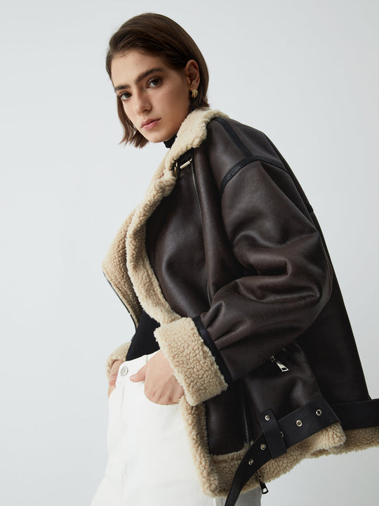 EB | Sherpa-gefütterte Schaffell-Fliegerjacke
