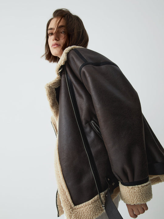 EB | Sherpa-gefütterte Schaffell-Fliegerjacke