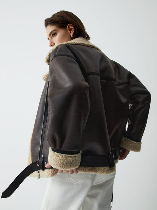 EB | Braune Leder-Fliegerjacke für Frauen